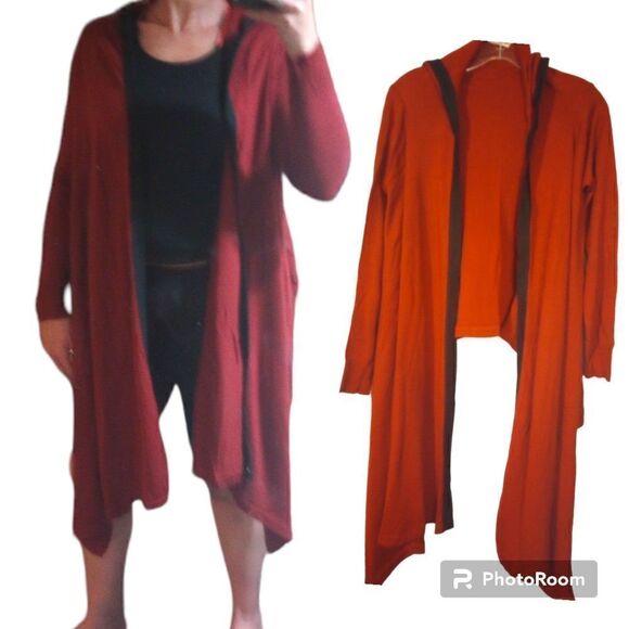 Newport News acrylic open sweater with hood - Picture 1 of 6